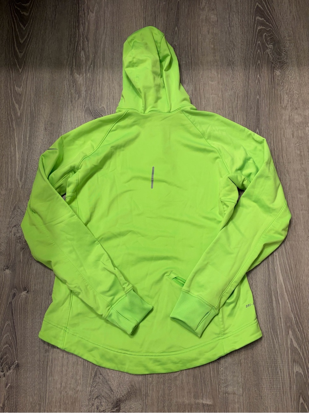 Women's Nike Dri-FIT Bright Lime Green Hooded Pullover- Size Large- Pre-owned - Picture 3 of 3